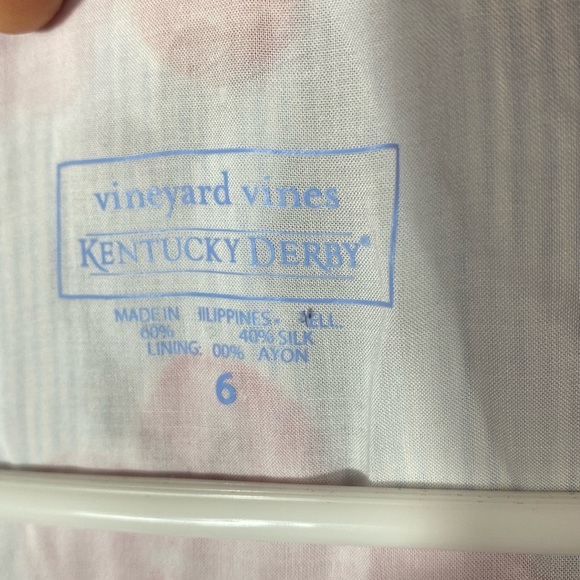 Vineyard Vines Kentucky Derby Seersucker Pink and White Floral Midi Dress size 6 - Picture 8 of 16